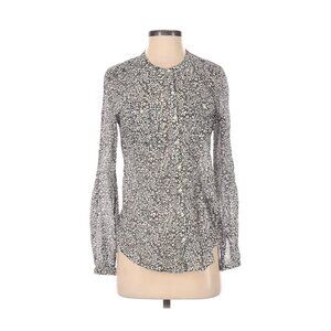 Holding Horses Womens Floral Long Sleeve Blouse Size 2 Black & White